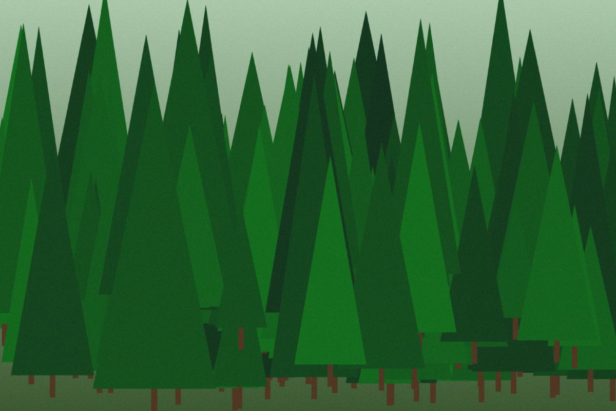 Gezeichneter Wald mit Tannen